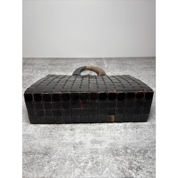 Vintage Lucite Bakelite Tortoise Square Tiles Purse Clutch Day/Evening Brown Bag - Picture 9 of 9